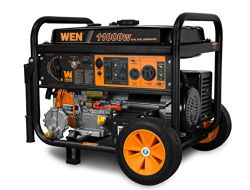 WEN DF1100T 11,000-Watt 120V/240V Dual Fuel Portable Generator with Wheel Kit and Electric Start -...
