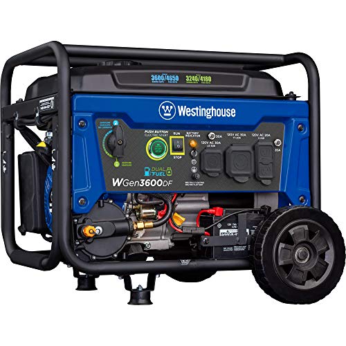 Westinghouse 4650 Watt Dual Fuel Portable Generator, Remote Electric Start with Auto Choke, RV Ready...